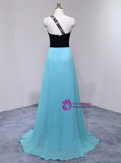 Long Chiffon Featuring Sweetheart Neckline One Shoulder Prom Dress