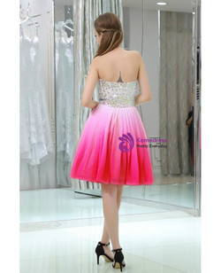 Pink Chiffon Strapless Chiffon Beading Homecoming Dress