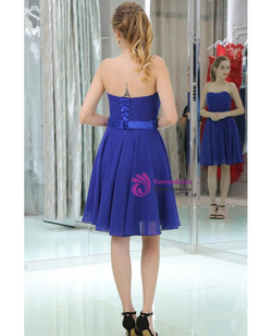 Royal Blue Simple Cocktail Chiffon Strapless Homecoming Dress