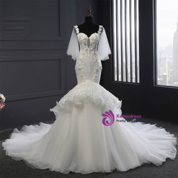 Mermaid Straps Sweetheart Backless Tulle Backless Wedding Dress