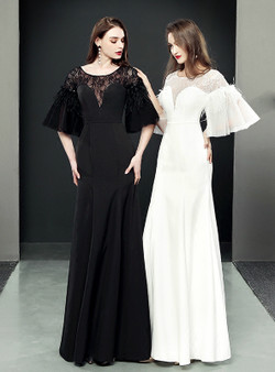 Sexy Mermaid Trumpet Sleeve lace Floor length Prom Dress