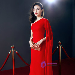 Simple One Shoulder Floor Length Prom Dress