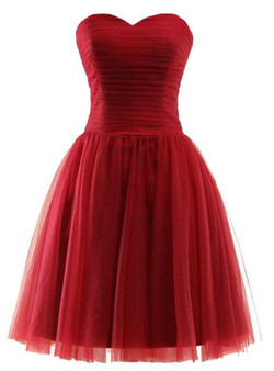 Short Tulle Sweetheart Knee Length Bridesmaid Dress