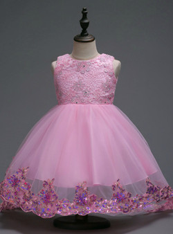 In Stock:Ship in 48 hours Ready To Wear Pink Tulle Appliques Girl Dress