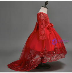 In Stock:Ship in 48 hours Ready To Ship Red Tulle Lace Flower Girl Dress