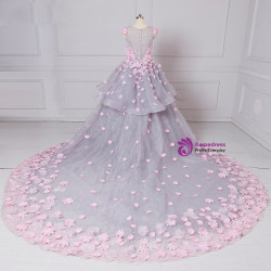 O-Neck Sleeveless Ball Gown Handmade Flowers Wedding Dresses