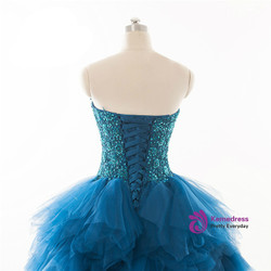 Quinceanera Dress Ball Gown Ruffles Organza Crystals Wedding Dress