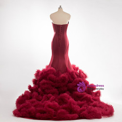 Burgundy Mermaid Sweetheart Floor Length Wedding Dress