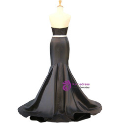 Mermaid Sweetheart Sleeveless Floor Length Black Satin Prom Dress