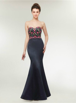 Mermaid Spaghetti Straps Satin Embroidery Prom Dress Mermaid Spaghetti Straps Satin Embroidery Prom Dress