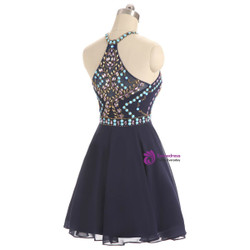 In Stock:Ship in 48 hours Ready To Ship Blue Chiffon Short Dress