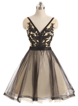 In Stock:Ship in 48 hours Champagne Tulle Backless Homecoming Dress