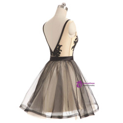 In Stock:Ship in 48 hours Champagne Tulle Backless Homecoming Dress