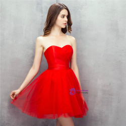 Red Sweetheart Tulle Short Mini Homecoming Dress