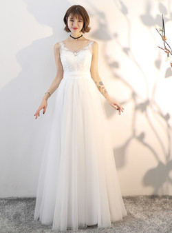 In Stock:Ship in 48 hours V-neck Tulle Backless Wedding Dress