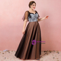 Plus Size Black Tulle Sweetheart Backless Floor Length Prom Dress