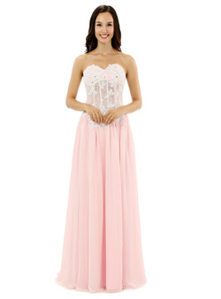 Sexy Pink Sweetheart Chiffon Lace Appliques Bridesmaid Dress