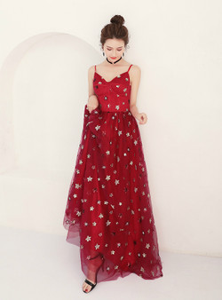 In Stock:Ship in 48 hours Burgundy V-neck Backless Prom Dress In Stock:Ship in 48 hours Burgundy V-neck Backless Prom Dress