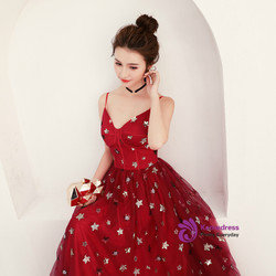 In Stock:Ship in 48 hours Burgundy V-neck Backless Prom Dress In Stock:Ship in 48 hours Burgundy V-neck Backless Prom Dress