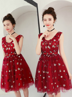 In Stock:Ship in 48 hours Tulle V-neck Backless Homecoming Dress