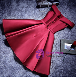 In Stock:Ship in 48 hours Burgundy Off the Shoulder Homecoming Dress