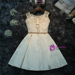 In Stock:Ship in 48 hours Champagne Satin Homecoming Dress