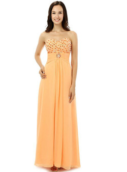 Chiffon Sweetheart Beading Crystal Floor length Bridesmaid Dress