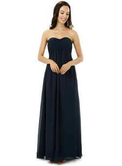 Navy Blue Sweetheart Chiffon With Pleats Bridesmaid Dress