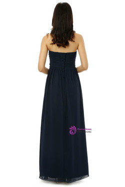 Navy Blue Sweetheart Chiffon With Pleats Bridesmaid Dress