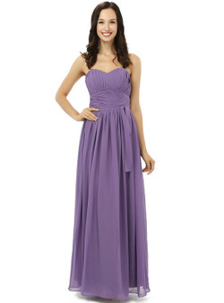 Purple Chiffon Sweetheart Neck Pleats Bridesmaid Dress