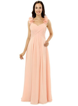 Pink Spaghetti Straps Chiffon With Pleats Bridesmaid Dress