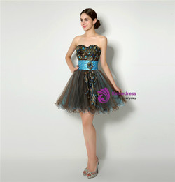 Short Sweetheart Neck Embroidery With Crystal Homecoming Dress