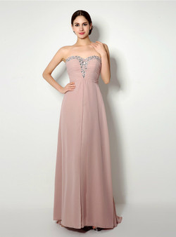Pink Sweetheart Chiffon Beading Floor Length Prom Dress Pink Sweetheart Chiffon Beading Floor Length Prom Dress