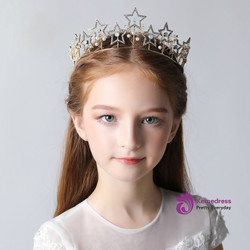 Children's Crown Tiara Princess Hair Accessories Golden Rhinestones
