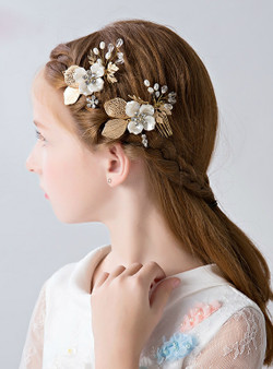 Princess Hair Accessories Golden 2 Piece Flower Children Hairpin Clip