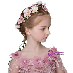 Children's Headdress Pink Flower Hair Garland
