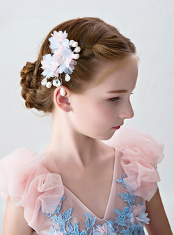 Flower Girl Hairpin Clip For Girls' Pink Hair Accessories
