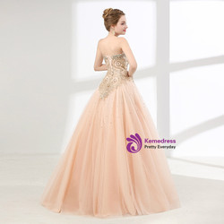 Champagne Ball Gown Sweetheart With Beading Prom Dress