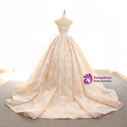 Champagne Ball Gown Strapless Lace Floor Length Wedding Dress Champagne Ball Gown Strapless Lace Floor Length Wedding Dress
