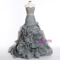 Pink Mermaid Organza Sweetheart With Sash Wedding Dress Pink Mermaid Organza Sweetheart With Sash Wedding Dress