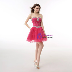 Short Tulle Sweetheart Beading Mini Homecoming Dress
