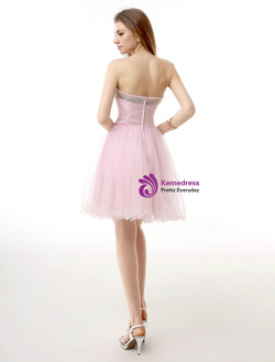 Pink Sweetheart Tulle With Beading Homecoming Dress Pink Sweetheart Tulle With Beading Homecoming Dress