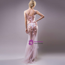In Stock:Ship in 48 hours Pink Flower Allure See Through Prom Dress