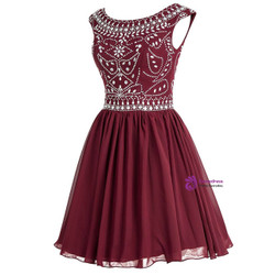 Burgundy Short Mini Chiffon Scoop Cap Sleeve Homecoming Dress Burgundy Short Mini Chiffon Scoop Cap Sleeve Homecoming Dress