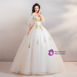In Stock:Ship in 48 hours White Tulle Off The Shoulder Wedding Dress