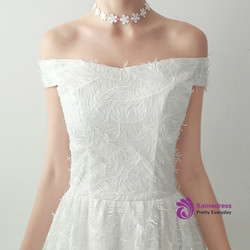 In Stock:Ship in 48 hours White Off The Shoulder Wedding Dress