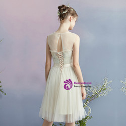 In Stock:Ship in 48 hours Yellow Tulle Knee Length Homecoming Dress