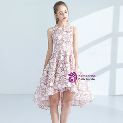 In Stock:Ship in 48 hours Pink Lace Hi Lo Homecoming Dress