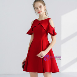 In Stock:Ship in 48 hours Red Satin Short Homecoming Dress