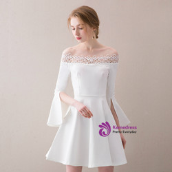 In Stock:Ship in 48 hours White Off The Shoulder Satin Homecoming Dress